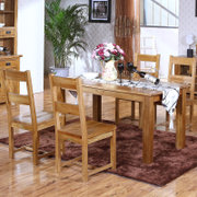 雅斯名尚 实木餐桌椅组合套装 四人/六人美式小户型橡木饭桌(1.6米餐桌)