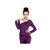 沐琅M58158秋冬款时尚简约V领长袖瑜伽服上衣（紫/白色）（XL）