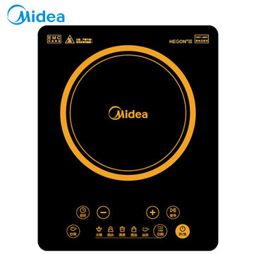 美的(Midea) 电磁炉 智能触控 聚能防辐射 黑晶面板 C22-HT2218HM(赠汤锅+炒锅)