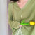2021夏季新款女装v领冰丝针织开衫女短款纯色长袖外套防晒空调衫(绿色 均码)