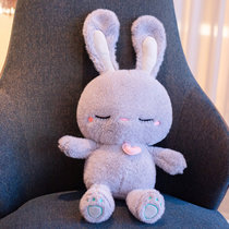 可爱小兔子公仔长耳兔娃娃毛绒玩具女生睡觉抱枕儿童玩偶生日礼物(60厘米（礼袋+挂件+香包） 睡萌兔灰色)
