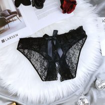 SUNTEK情趣开档免脱内裤女性惑露臀镂空情调私房纯欲丁字裤(M 80-110斤 黑色)