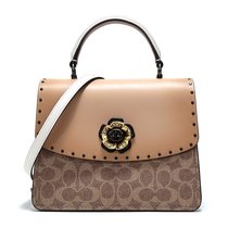 COACH 蔻驰 女士Parker山茶花系列铆钉PVC配皮斜挎单肩手提包 53349(黄色)
