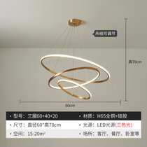 后现代简约轻奢客厅吊灯餐厅灯卧室灯创意大气圆环北欧全铜灯具饰(全铜三圈60*40*20CM+配三色LED光源 默认版本)