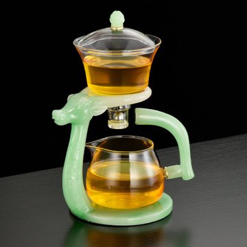 套装懒人功夫茶杯泡茶器磁吸茶壶家用a1翡绿色玻璃自动茶具牛气冲天
