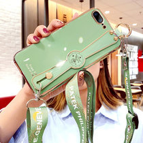 iphone8plus手机壳 苹果7plus电镀硅胶保护套 苹果7/8Plus包边防摔碗带支架斜跨挂绳软壳男女手机套(图5)