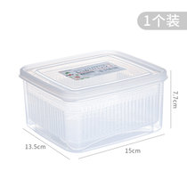 日本进口葱花保鲜盒沥水储物盒方形密封盒姜片大蒜水果食物收纳盒(方形1.1L（1个装） 默认版本)