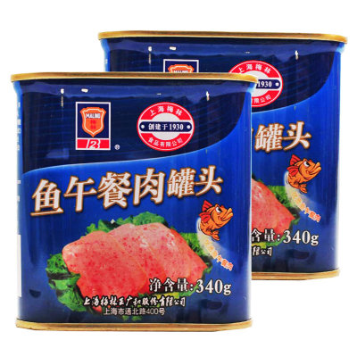 梅林鱼午餐肉罐头推荐：上海特产 梅林鱼午餐肉罐头340g*2