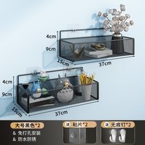 墙上置物架免打孔寝室床头书架壁挂式床上铺宿舍收纳神器浴室架子(黑-大号+大号【强力贴+无痕钉】❤性价比)