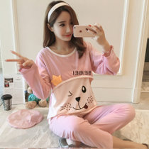 SUNTEK月子服春秋产后孕妇睡衣女夏季薄款哺乳期家居服产妇喂奶套装(CY-孕妇888#皇冠狗)