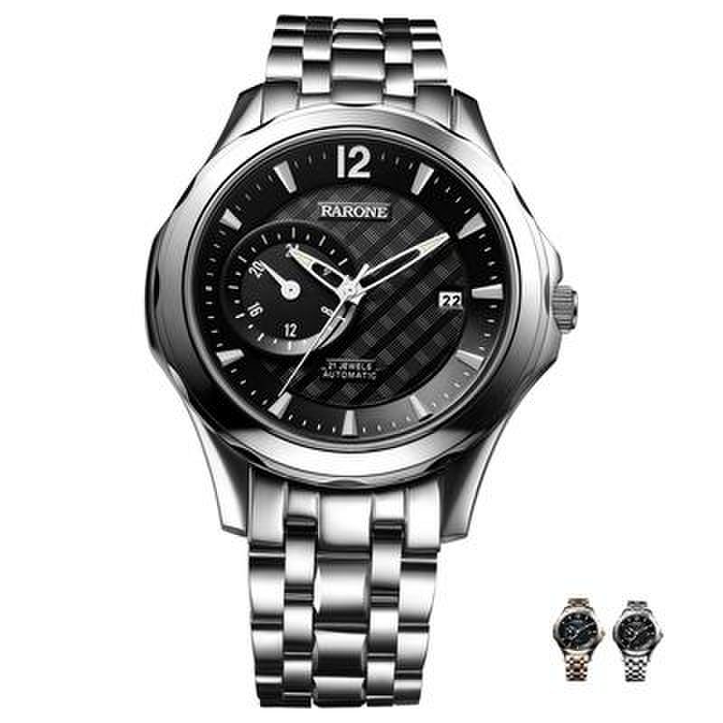 国产品牌表rarone雷诺卓越系列商务经典间钨钢男机械表全国联保880509