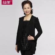 芯羊2013春季新款中老年女装妈妈装气质条纹假两件针织衫T288(黑色 2XL)