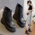 SUNTEK马丁靴女英伦风2021冬季新款加绒高跟短靴厚底女鞋内增高10cm靴子(34 黑色绒里)