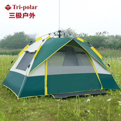 双人三窗全通透式单层自动帐篷公园亲子帐篷tp2303(3-4人墨绿色)
