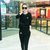 莉菲姿 2017春季新款女装运动套装女休闲服时尚韩版圆领长袖卫衣两件套潮(黑色 XXXL)