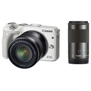 佳能（Canon）EOS M3（18-55mm f/3.5-5.6 IS STM、55-200mm f/4.5-6.3）微型单电双头套机 白色