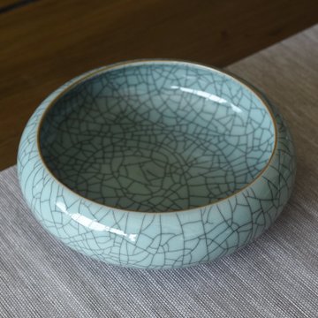 龙泉青瓷陶瓷汝窑茶洗大号笔洗笔缸功夫茶具茶道配件特大家用小号灰色