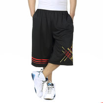 NAKECY夏季青少年篮球运动短裤男吸湿排汗运动五分裤胖子休闲运动中裤男(红色 XL)