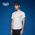 G&G男装新品夏季薄款印花男士短袖衬衫男修身小领商务衬衣男衬衫(白色 XL)