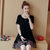 莉菲姿 夏季新款中长款体恤女修身韩版纯色大码短袖T恤裙连衣裙(黑色 4XL)