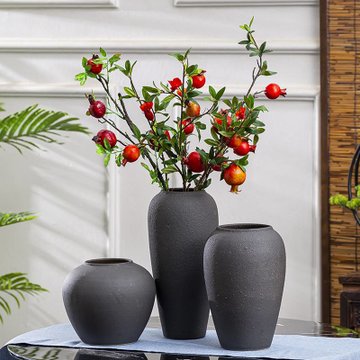 景德镇陶瓷花瓶新中式摆件客厅插花玄关餐桌装饰品陶罐水培花盆褐色