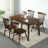 实木餐桌椅组合现代简约家用小户型长方形黑胡桃木色餐桌北欧餐台(胡桃色 1.2米餐桌)