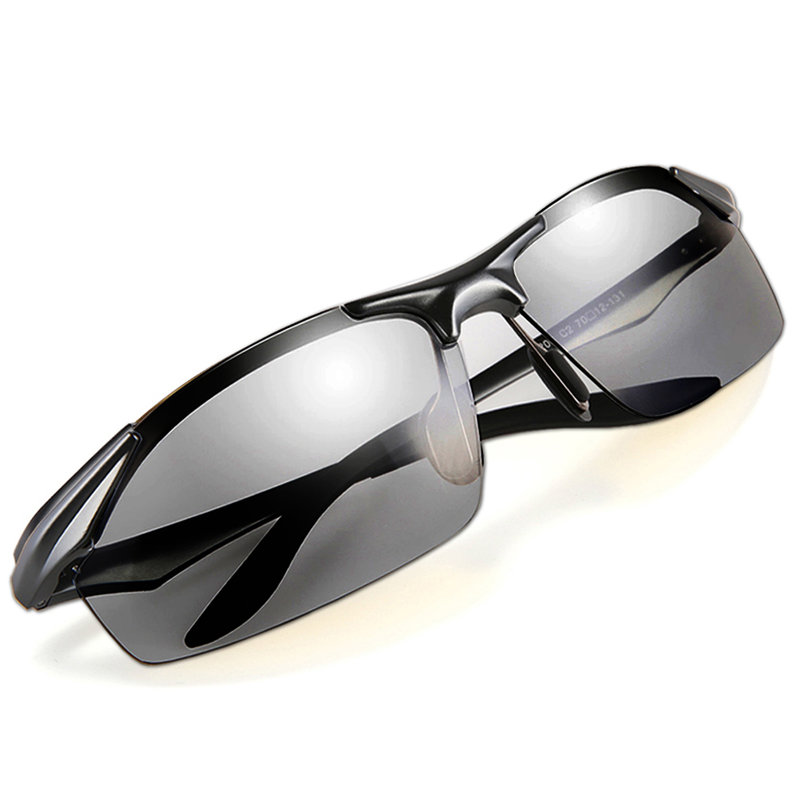 卡斯伯爵ksboju感光变色偏光太阳镜时尚铝镁框商务驾驶墨镜枪框灰色片