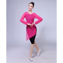 新款古典舞练功服女装瑜伽舞蹈纱衣舞蹈练功服弹力网上衣演出服(玫红色 玫红3)(XXXXL)