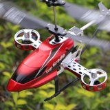 遥控飞机 无人直升机合金儿童玩具 飞机模型耐摔遥控充电动飞行器(红色 一个机身一块电池)
