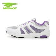 温克时尚休闲运动鞋 春季女子轻便透气网面跑步鞋7132(白紫 36)