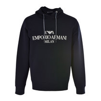 Emporio Armani棉质连帽字母logo长袖卫衣6G1MP1-JHSZ-0920XL码蓝 时尚百搭