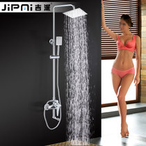 吉派（JiPAi）卫浴淋浴花洒套装全铜冷热升降花洒带下出水(柳叶全铜+10寸不锈钢喷)