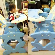 Gubi/咕比 儿童餐椅 多功能*婴儿餐桌椅 轻便可折叠宝宝吃饭桌(浅蓝)