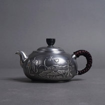 荷恋纯银茶壶 纯银999日本工艺功夫茶具手工打造水壶平水