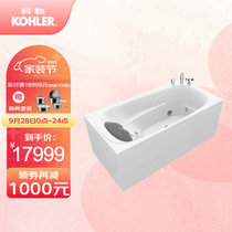科勒KOHLER浴缸皓玥1.7米整体化智能按摩浴缸裙边式独立按摩浴缸K-76448T-NW-0（左角位含龙头无扶手）