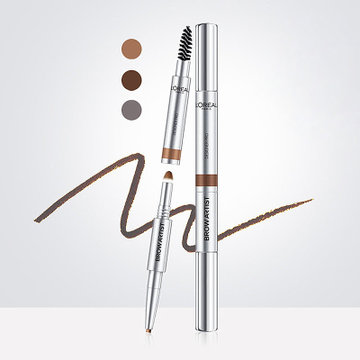 欧莱雅眉笔大师三头塑形眉笔干湿两用防水防掉色防晕染浅灰色