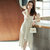 MISS LISA韩版时尚气质中长款连衣裙女式修身显瘦打底裙YS3323(裸色 M)