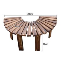 俊采云JCP62防腐木公园椅户外长椅实木长凳休闲座椅庭院围树椅花园阳台花架子 半弧形凳碳化色.（单位：件）(默认 JCP62)