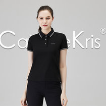 CaldiceKris（中国CK）CK短袖POLO衫（男女同款）CK-F2003(黑色 XL)