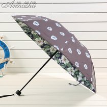 安娜淑黑胶双层太阳伞森系折叠防晒遮阳伞女神创意复古两用晴雨伞(咖啡色)