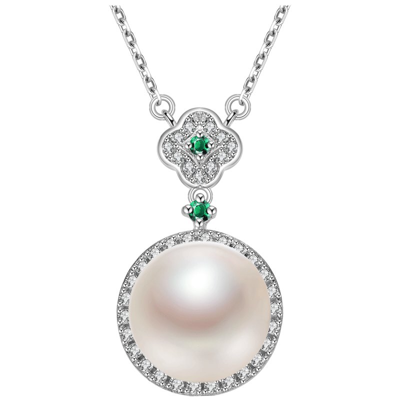 宝石珍珠京润珍珠幸遇925银淡水珍珠吊链1011mm白色馒头形时尚珠宝附