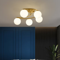 古娜现代简约北欧创意个性吊灯客厅卧室灯餐厅2021年新款网红灯具3615款(全铜本色+玻璃 5头)