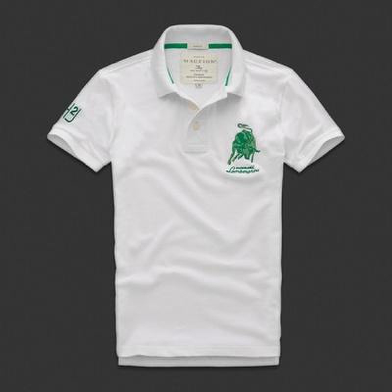 macfion保罗衫男士短袖polo衫公牛刺绣男装修身t恤t013白色185