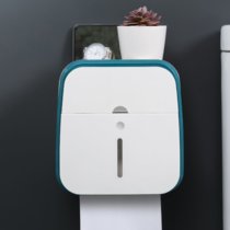 卫生间纸巾盒厕所卫生纸置物架壁挂式抽纸盒免打孔创意防水纸巾架(双层墨绿)