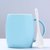 创意个性陶瓷马克杯带盖勺潮流早餐牛奶杯家用咖啡杯女水杯子定制(圆桶杯-浪漫蓝-带瓷勺)
