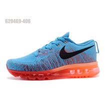 耐克女鞋 Nike Flyknit Max 飞线科技 跑步鞋620469 620659男鞋(孔雀深蓝红 44)