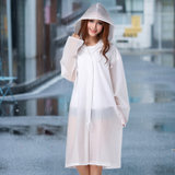 驰动成人雨衣半透明长款带帽加厚白色 磨砂时尚雨衣非一次性雨衣男女士