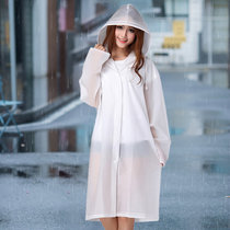 驰动成人雨衣半透明长款带帽加厚白色 磨砂时尚雨衣非一次性雨衣男女士