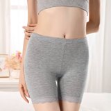 SUNTEK胖MM莫代尔棉安全内裤女装竹纤维裙裤保险裤夏季高弹力打底裤薄款(均码70-110斤 5分蕾丝灰)