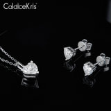 CaldiceKris （中国CK）经典心形吊坠耳钉套装CK-S90C(白金色)